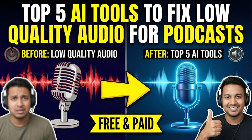 Top 5 AI Tools to Fix Low Quality Audio for Podcasts (Free & Paid)