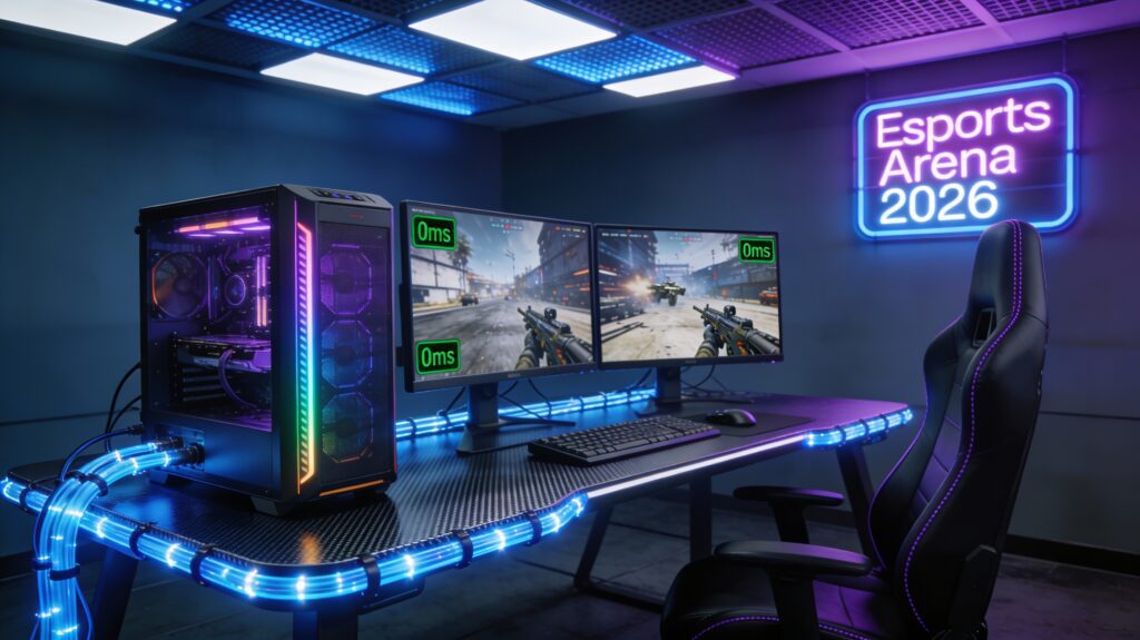 Professional 2026 gaming setup with low-lag technology 