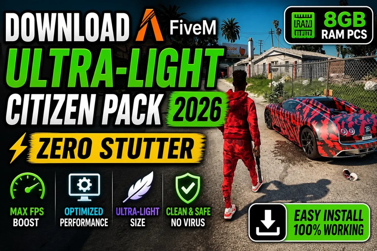 Download FiveM Ultra-Light Citizen Pack 2026 – Zero Stutter for 8GB RAM PCs