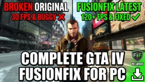 GTA 4 FusionFix download for PC latest version - fix 30 FPS cap stuttering and crashes boost to 120 FPS